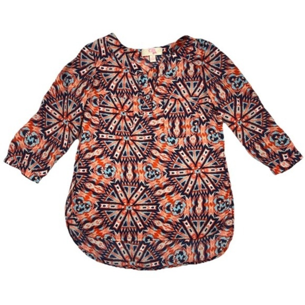 GB Girls Kids Tunic‎ Top Size 4 Geometric Print 3/4 Sleeve